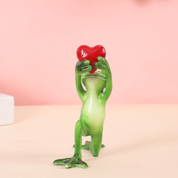 Marry Me Frog Frogs Figurines Statue,Frog Figurine Home Decor Gift for Women Mom Girl,Cute Frog Figurines Collectable Office Desk Table Shelf,Holding Red Heart Small Valentines Day Decorations