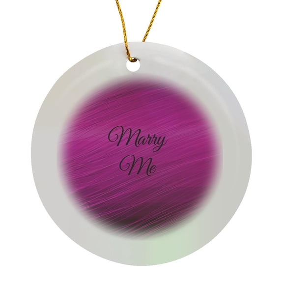 3drose, Marry Me Letters with Purple Background, Circle Porcelain Ornament