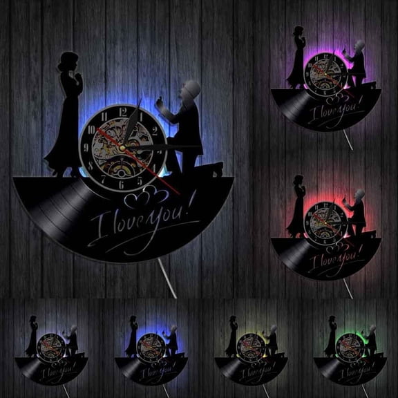 Marry Me Wall Clock Romantic Love Wedding Decor Marriage Love Story Valentine's Day Vintage LP Vinyl Record Clock Gift For Her