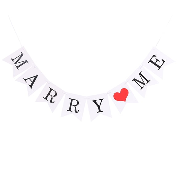 Marry Me Proposal Banner Bunting Fabric Letter Fish Tail Design Reusable Wedding Engagement Decoration Photo Background Wall Table Decor for Marriage Proposal Scene, 1 Banner
