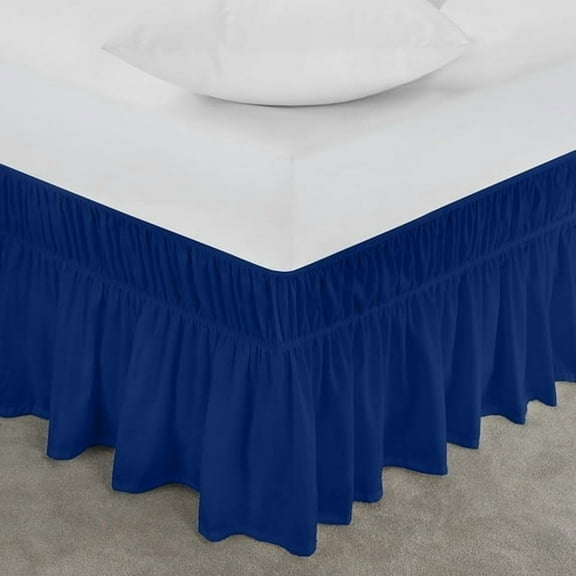 MarryLane Elastic Bed Ruffle, Easy Wrap Around 15 Inch Tailored Drop, Microfiber Bed Skirt with Adjustable Elastic Belt, Fade-Resistant & Machine Washable, Solid Color for Hotel & Home Bedding