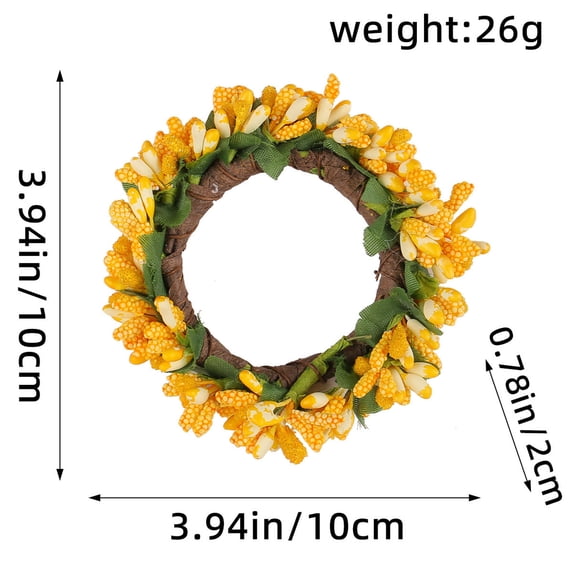 Marryso Flower Wreath for Front Door Simulated Candle Base Decoration Wreath Candlelight Dinner Tabletop Layout Props Wreath Ornaments