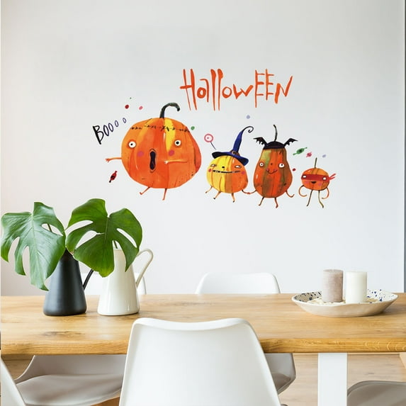 Marryso Halloween LED Pumpkin Light Halloween Wall Stickers Removable Sticker Home Backgrond Decoration