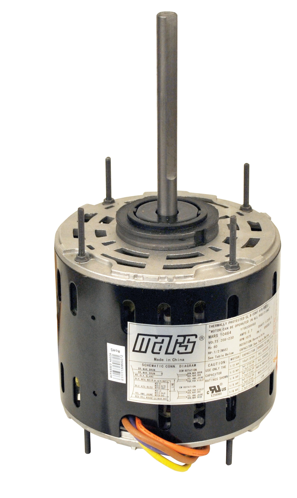 Mars 10466 1/5 to 3/4 Multi-HP 115V Direct-Drive Furnace Blower Motor