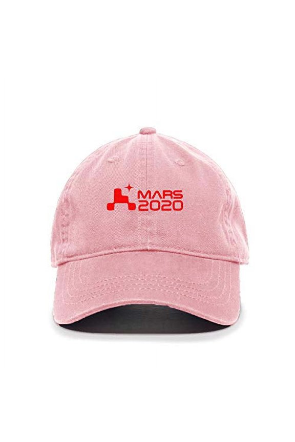 Mars 2020 Rover Logo Baseball Cap Embroidered Cotton Adjustable Dad Hat Light Pink