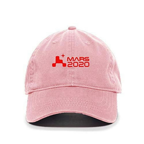 Mars 2020 Rover Logo Baseball Cap Embroidered Cotton Adjustable Dad Hat Light Pink