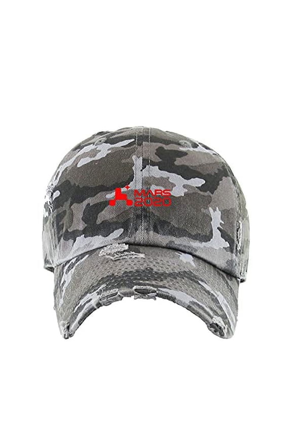 Mars 2020 Rover Vintage Baseball Cap Embroidered Cotton Adjustable Distressed Dad Hat Gray Camo