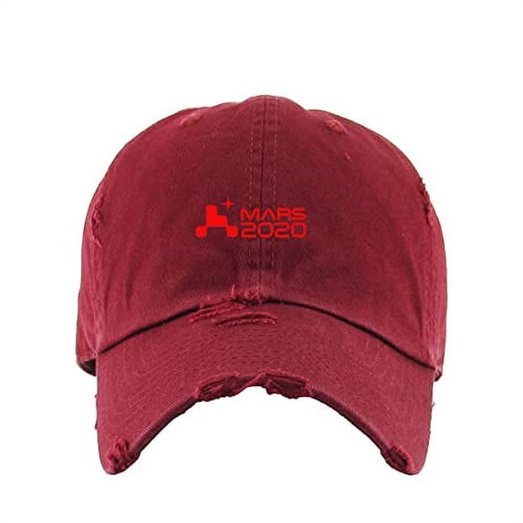 Mars 2020 Rover Vintage Baseball Cap Embroidered Cotton Adjustable Distressed Dad Hat Maroon