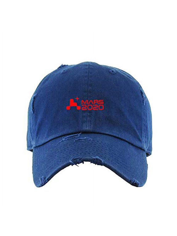 Mars 2020 Rover Vintage Baseball Cap Embroidered Cotton Adjustable Distressed Dad Hat Navy