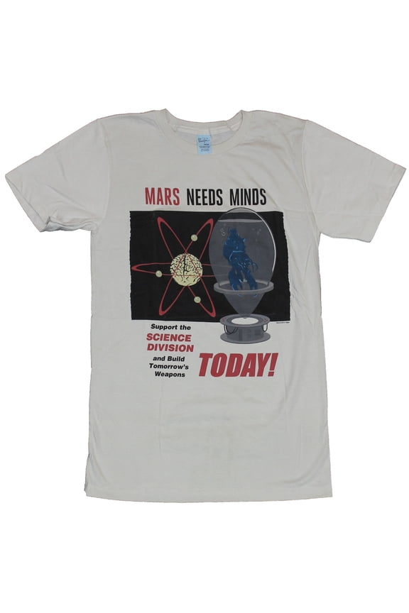Mars Attacks Mens T-Shirt - Mars Need Minds Enroll Today Image (2X-Large)