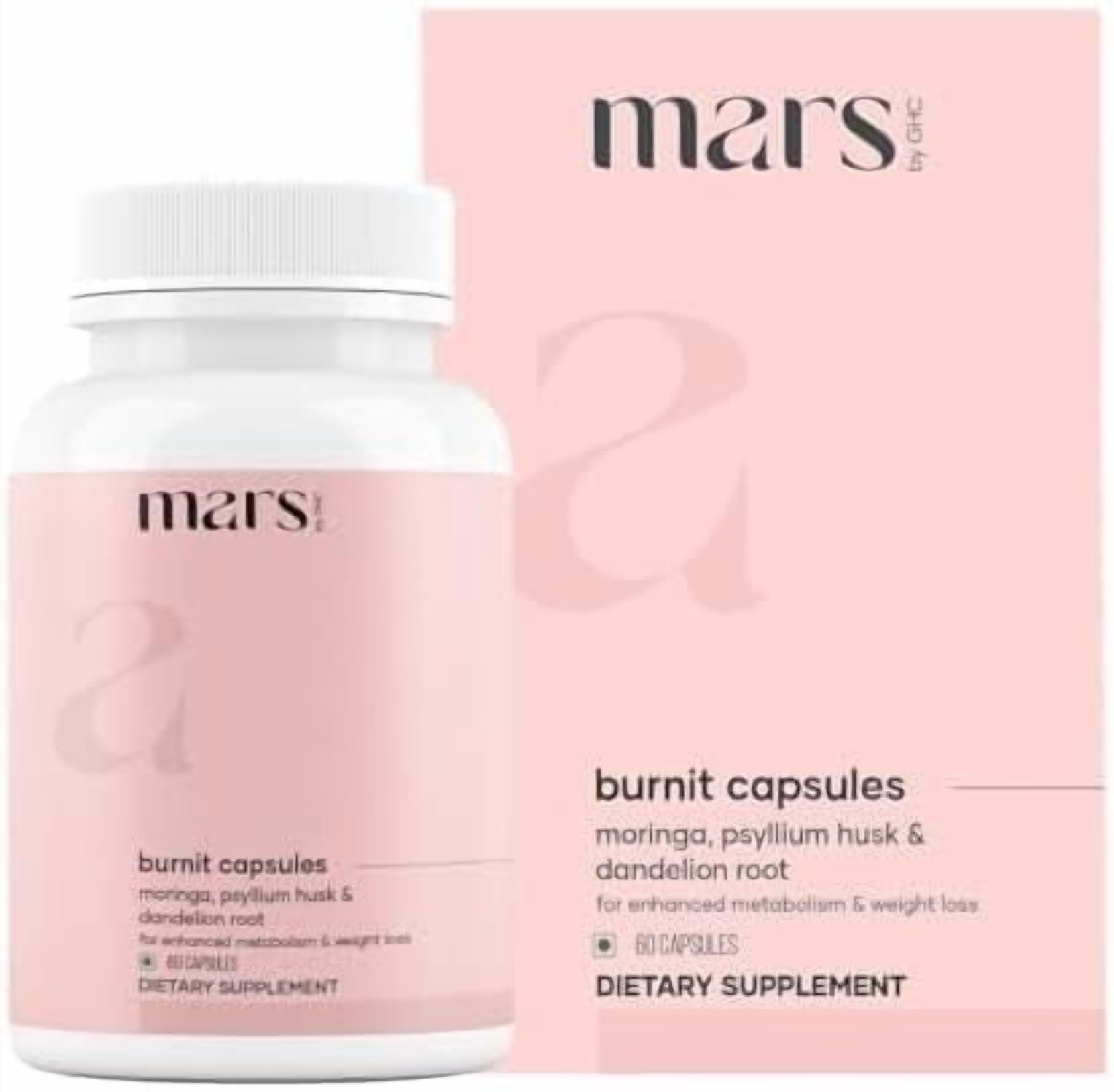 Mars BurnIt Capsules – Enriched with Psyllium Husk, Moringa, and Dandelion Root – Promotes Digestion, Detoxification, and Weight Management – Pack of 1
