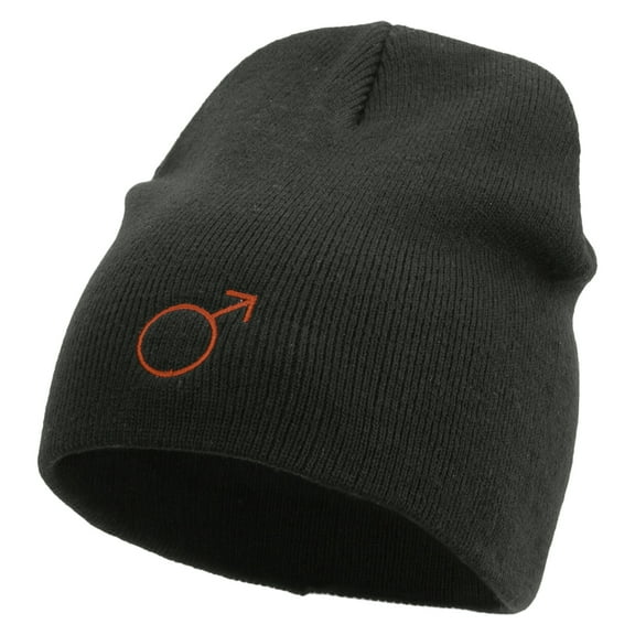 Mars Embroidered 8 Inch Short Beanie - Dk Grey OSFM
