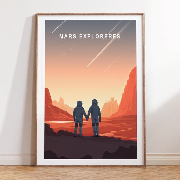 Mars Explorers Minimalist Travel Poster Wall Art V2 Unframed Paper Print