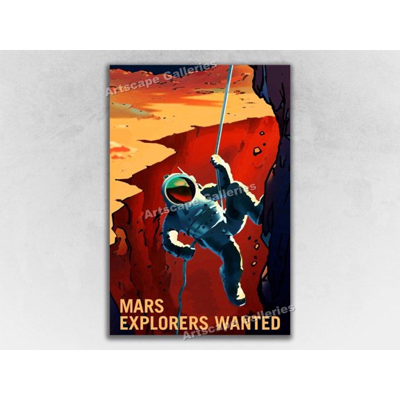 Mars Explorers Wanted Retro Mars Exploration Outer Space Travel, Unframed Poster