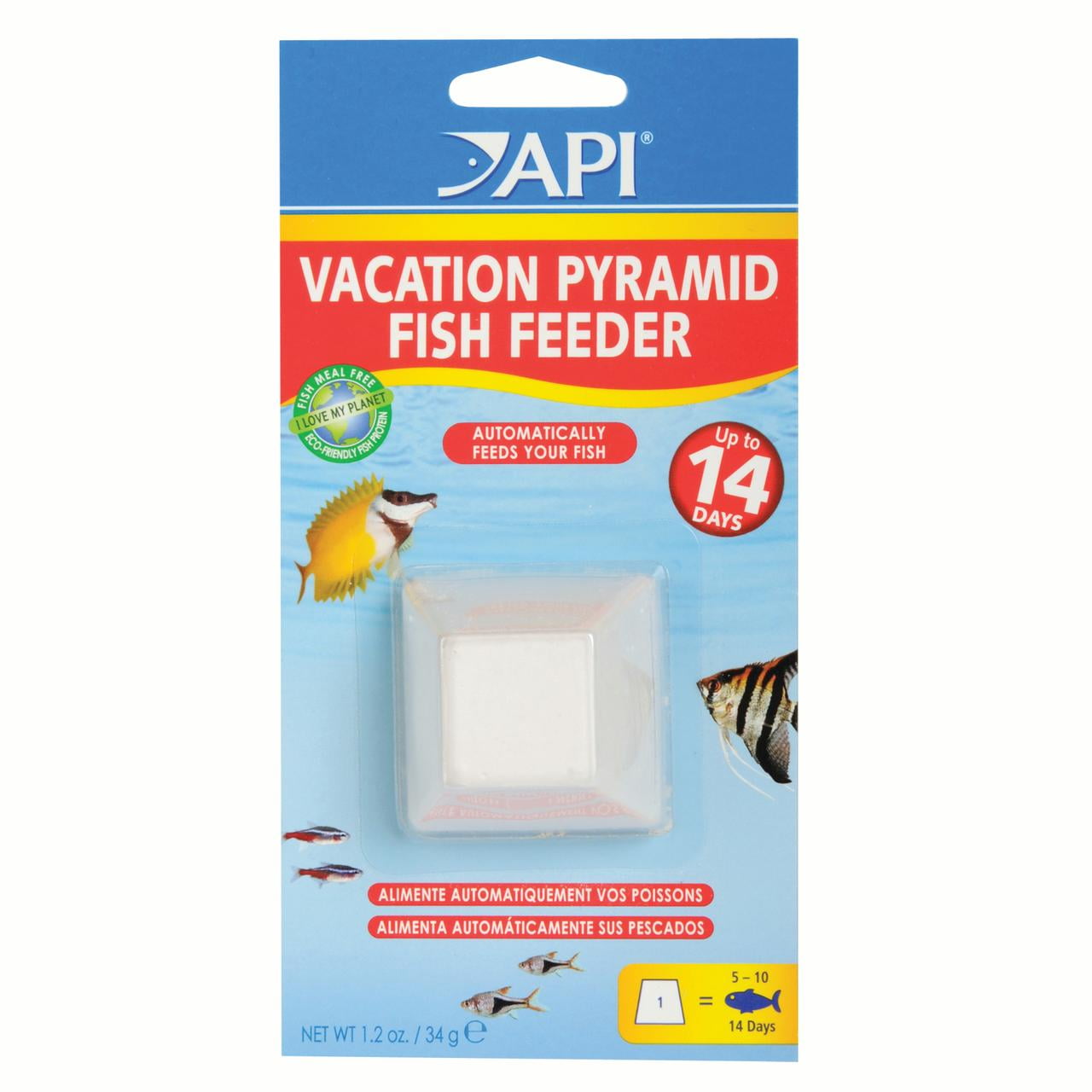API Vacation Pyramid Fish Feeder 14-Day, Automatic Fish Feeder, 1.2-Ounce