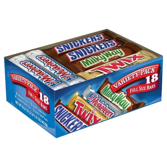 Mars Full Size Chocolate Candy Variety Pack 18 Count Assorted Candy Bars