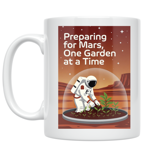 Mars Gardening Design - Space Enthusiast - 11 oz Ceramic Coffee Mug