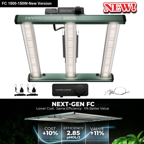 Mars Hydro Smart Dimmable FC 1500 LED Grow Light Full Spectrum Bridgelux 3030+OSRAM red  Commercial Dimmable  for 2x2ft Indoor Plants Grow Tent Kits