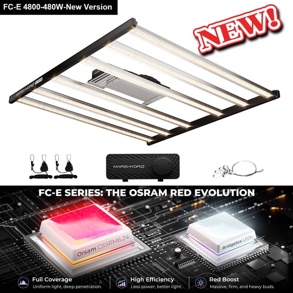 Mars Hydro Smart Dimmable FC-E4800 Bridgelux 480W Full Spectrum LED Grow Light for Indoor Plants