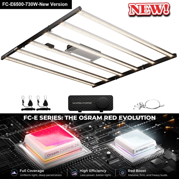 Mars Hydro Smart Dimmable FC-E6500 BridgeLux 730W Commercial Full Spectrum LED Grow Light for Indoor Plants