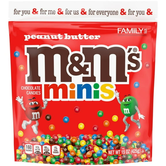 M&M'S Minis Peanut Butter Candy - Family Size - 15 oz- Pack of 2
