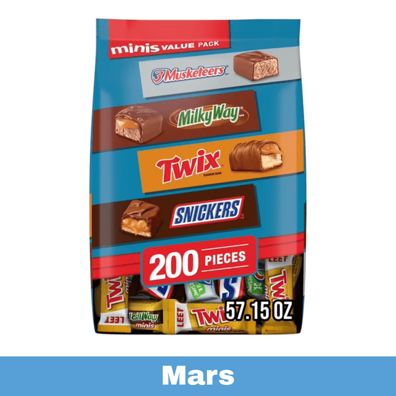 Mars Minis Chocolate Candy Bars Variety Pack, 200 Count