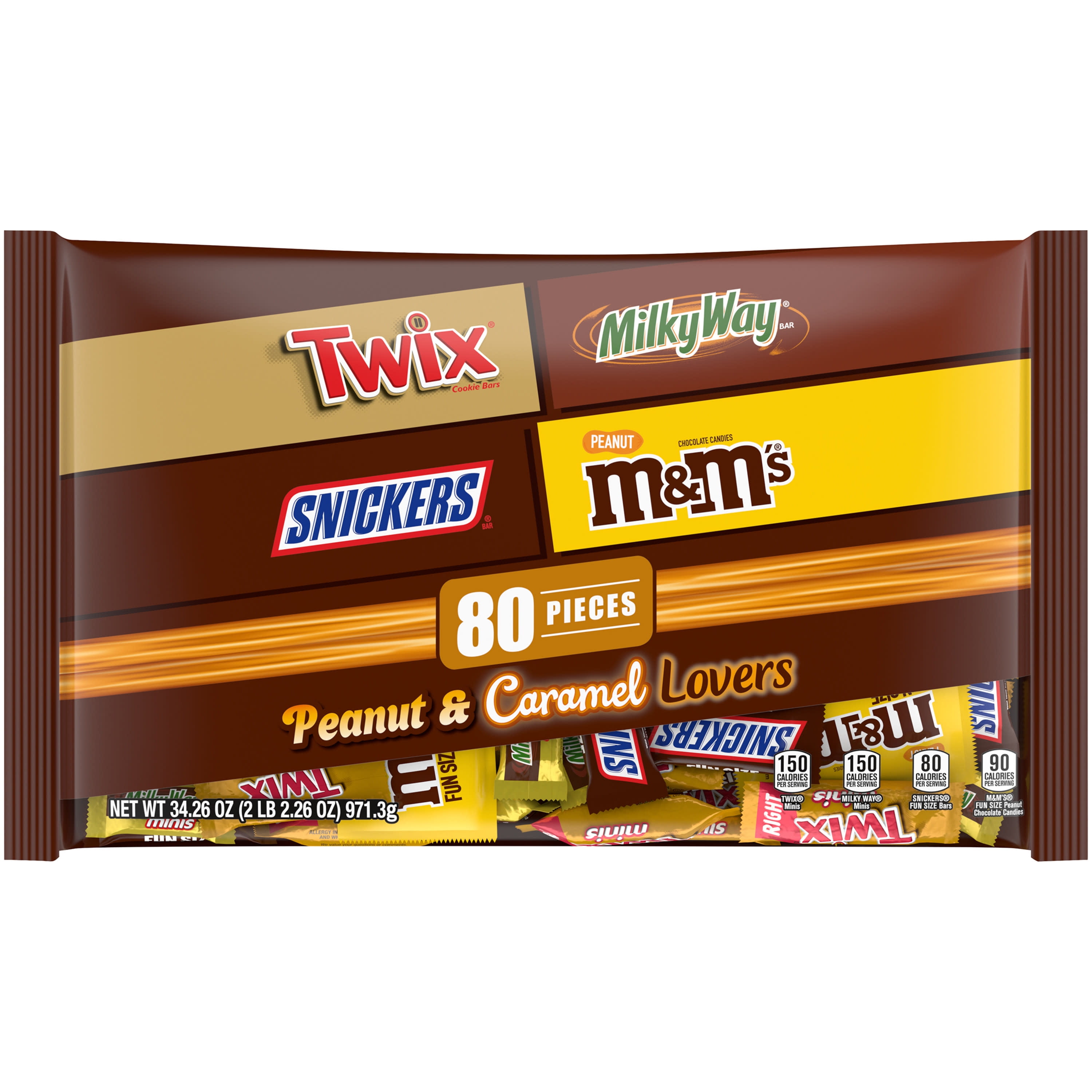 M&M'S Milk Chocolate, M&M'S Peanut, TWIX & SNICKERS Fun Size Milk Chocolate  Halloween Candy Variety Pack, 30.98 oz, 55 ct Bulk Candy Bag NEW PACK