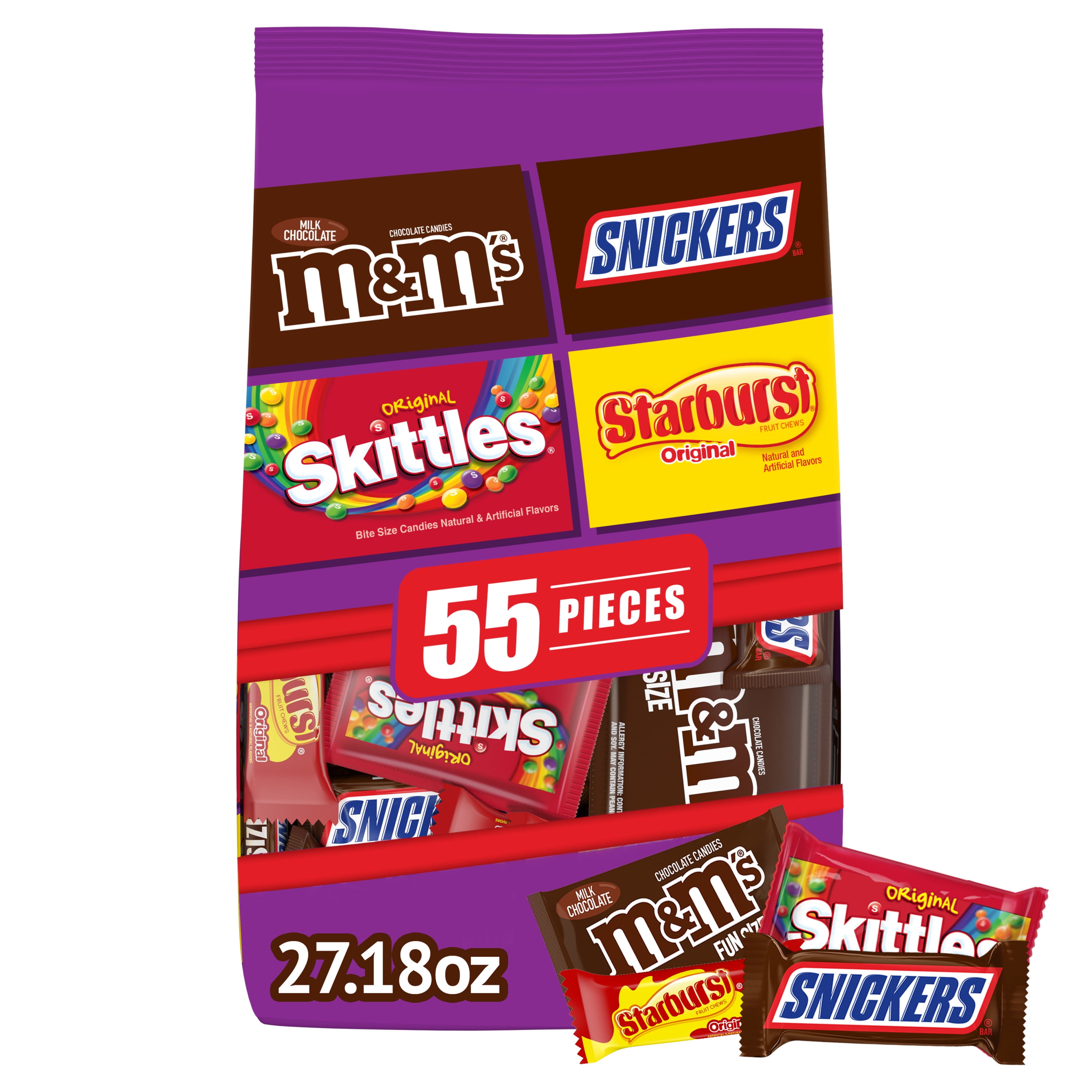 M&M's, Snickers, Starburst & Skittles Halloween Candy 55ct Bulk Bag