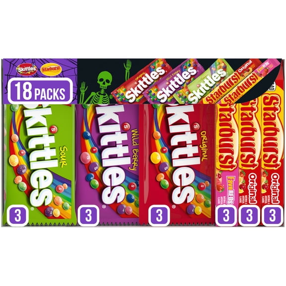 Skittles & Starburst Chewy Variety Pack Halloween Candy - 18 Count Box