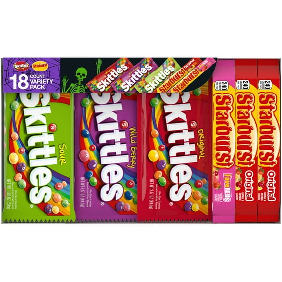 Skittles & Starburst Chewy Variety pack Halloween Candy - 18 Count Box