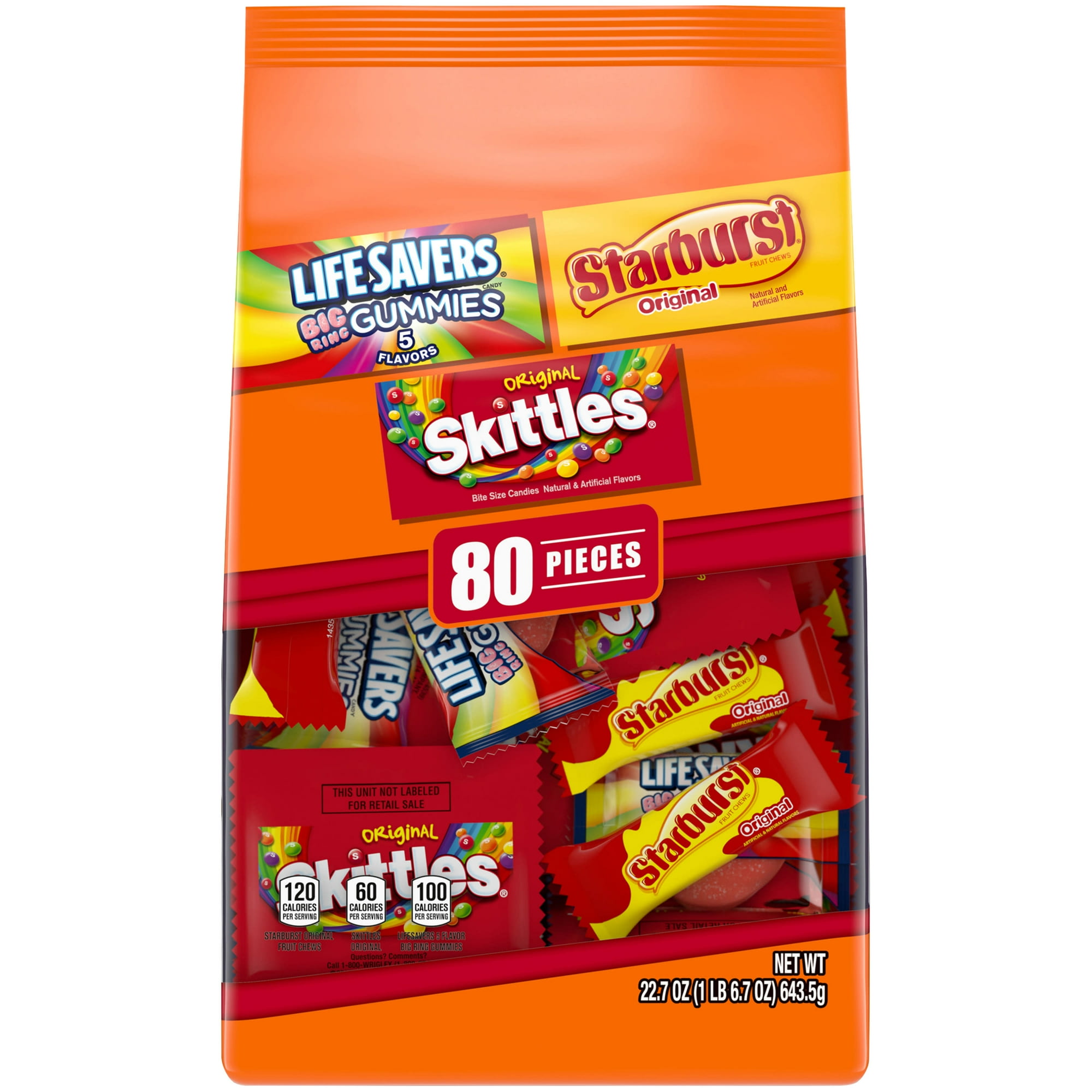 Mars Mixed Skittles, Starburst & Life Savers Gummy Candy Variety Pack – 80 Ct Bag