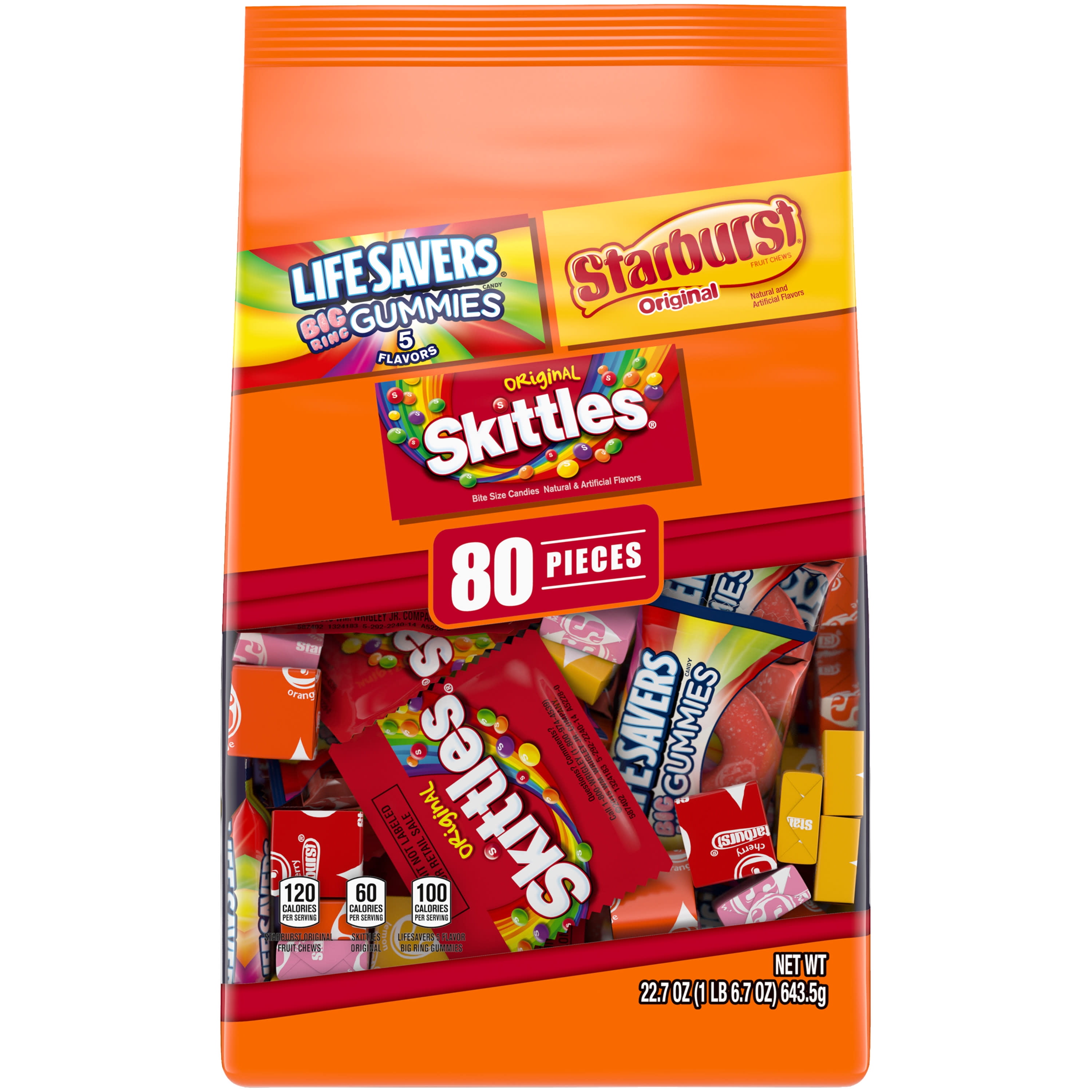 Mars Mixed Skittles, Starburst & Life Savers Gummy Candy Variety Pack - 80 Ct Bag