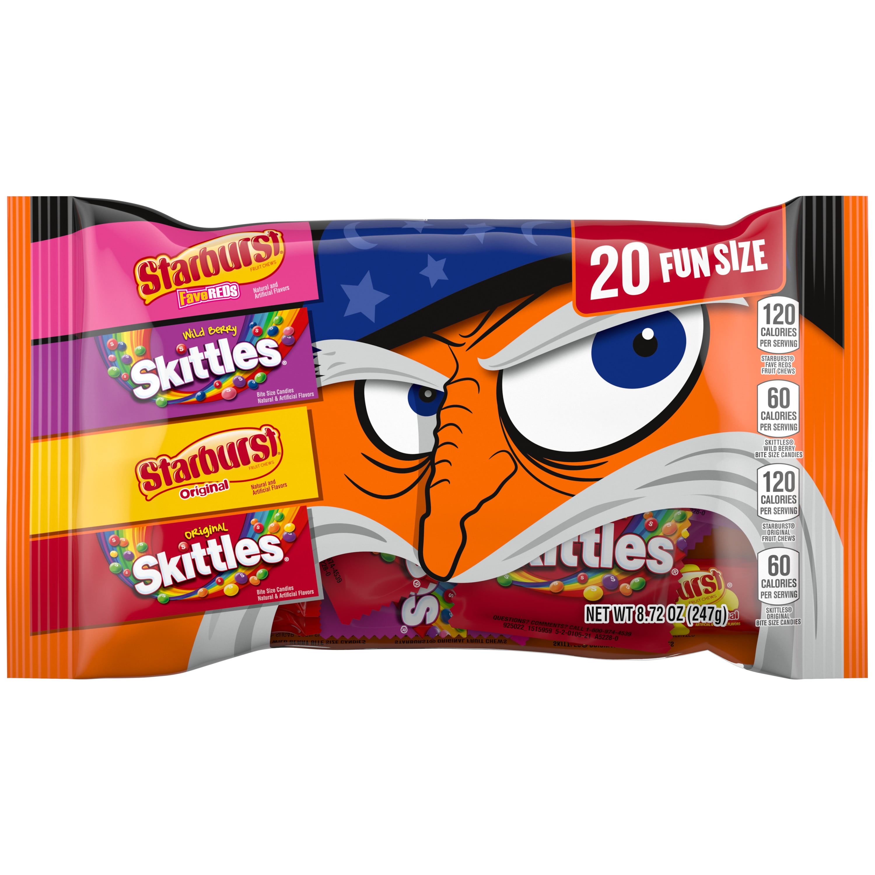 Mars Mixed Skittles & Starburst Fun Size Chewy Halloween Candy Variety Pack, 20 Count Bulk Bag