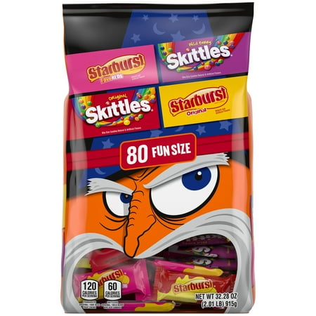 Mars Mixed Skittles, Starburst, Starburst FaveREDS & More Halloween Candy, 80 Ct Bulk Bag