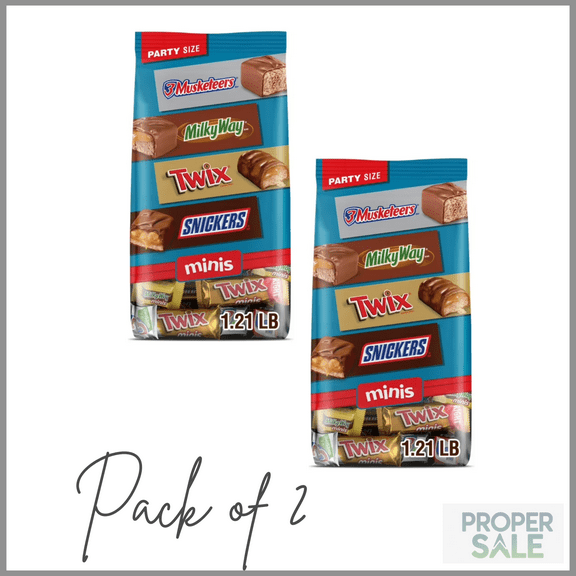 Mars Mixed Snickers, Twix, Milky Way, & 3 Musketeers Minis Chocolate Bars - 19.49 oz Bulk Bag ( PACK OF 2)