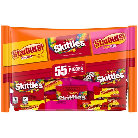 Mars Mixed Starburst & Skittles Bulk Halloween Candy Assortment - 21.35oz/55Ct