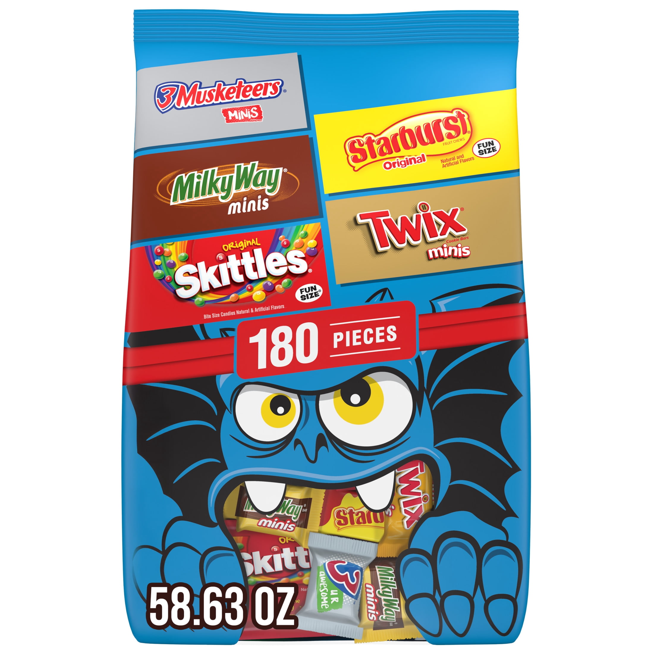 Skittles, Twix, Starburst & More Halloween Candy Variety Pack - 180 Ct Bulk Bag