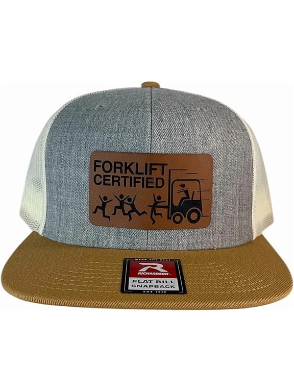 Forklift Certified Funny Trucker Daddy Hat (Tan FlatBill)