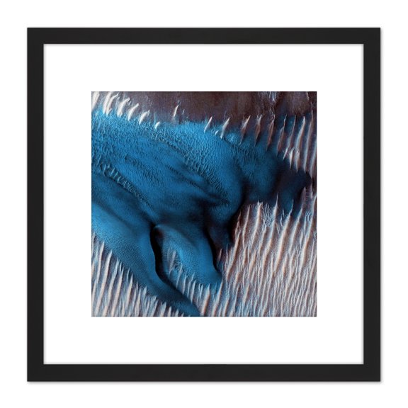 Mars Nasa Space Orbiter Once In A Blue Dune 8X8 Inch Square Wooden Framed Wall Art Print Picture with Mount