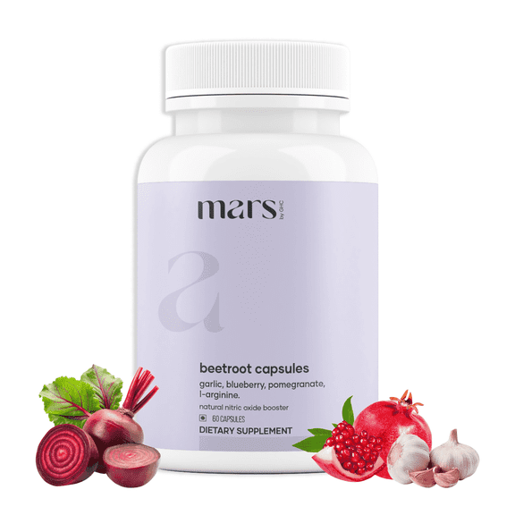 Mars Natural Nitric Oxide Booster Powered by Beetroot, Garlic, Blueberry, Pomegranate, L-Arginine
