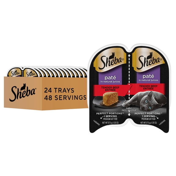 Sheba Perfect Portions Tender Beef Entree Wet Cat Food Pate, 2.64 oz., Case of 24