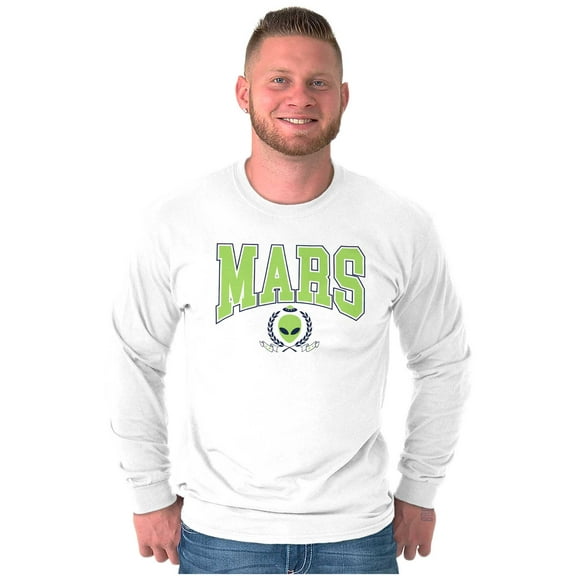 Mars Planet Alien College Varsity Long Sleeve TShirt Men Women Brisco Brands S
