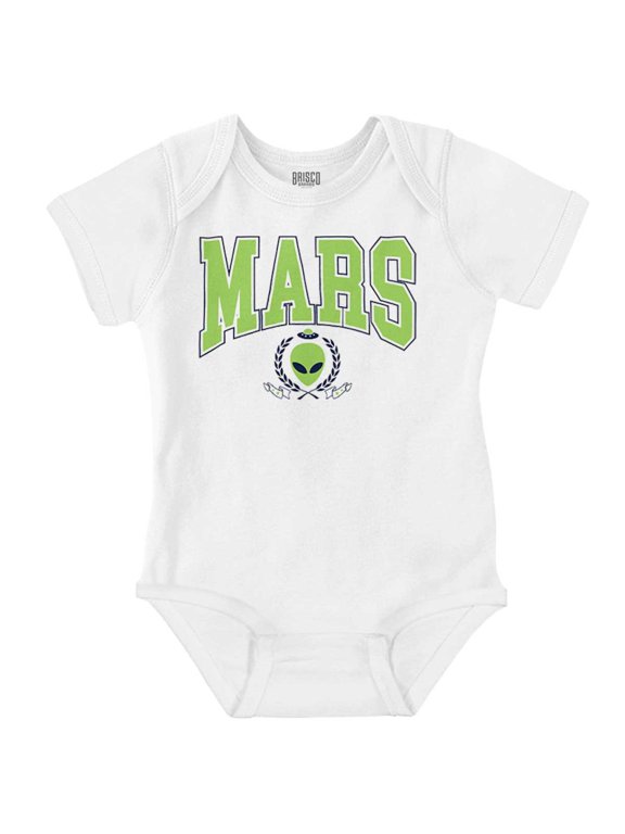 Mars Planet Alien College Varsity Romper Boys or Girls Infant Baby Brisco Brands NB