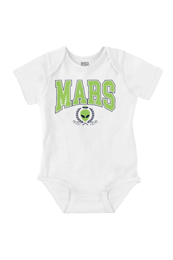 Mars Planet Alien College Varsity Romper Boys or Girls Infant Baby Brisco Brands NB