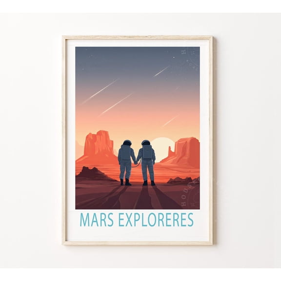 Mars Planet Surface Red Rocks Future Colony Space Wall Art, Unframed Paper Poster 8x10in