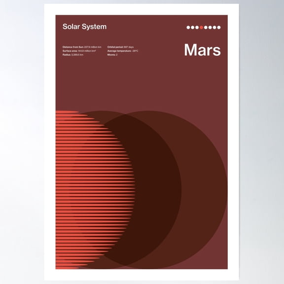 Mars Poster Wall Art, Modern Wall Decor, 8x12 UNFRAMED