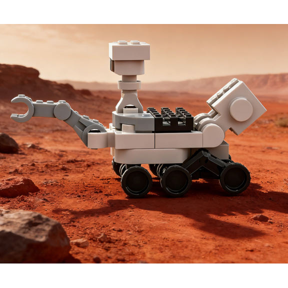 Mars Rover Building Blocks Set | MOC Mini Space Rover Model with Articulated Arm | DIY Assembly Brick Toy | Gift for Space Enthusiasts