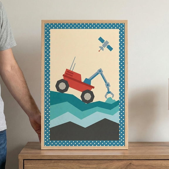 Mars Rover Retro Space Decor Wall Art Mid Century Modern Nursery Decor Unframed Paper Poster 8x10in