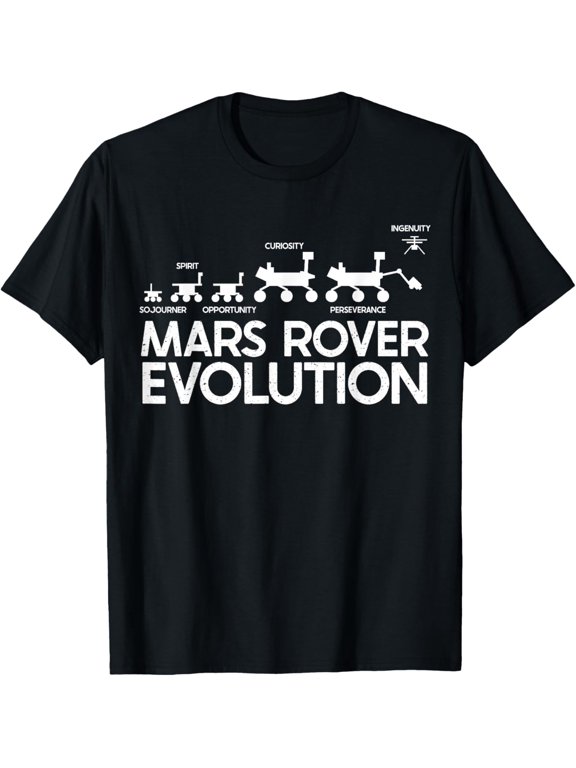 Mars Rovers Perseverance Ingenuity Curiosity Opportunity T-Shirt men and women can wear, black, white, gifts