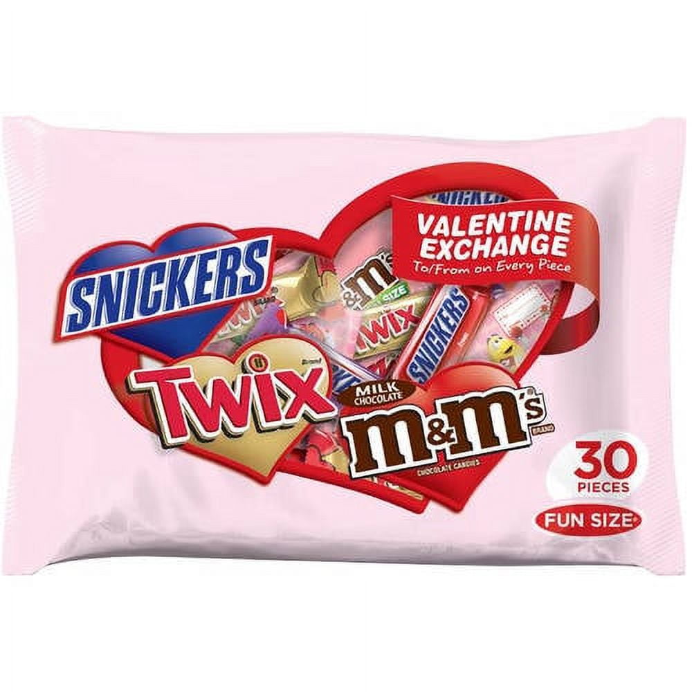 Mars M&M's Milk Chocolate, Caramel, & Minis Fun Size Valentine Exchange  Variety Chocolate Candy Mix, 16.1 Oz., 30 Count